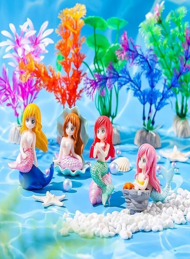 Mistletoe 4PCS Mermaid Characters Figurines for Ocean Theme Cake Decoration Cake Toppers, Mini Cute DIY Ornaments Miniature Mermaid Doll Figurines for Fairy Garden, Terrarium, Dollhouse - Image 5